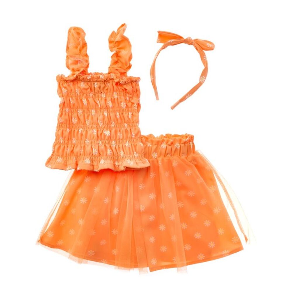Freestyle Girls 3Pc Summer Blossom Tulle Skirt Set, Orange